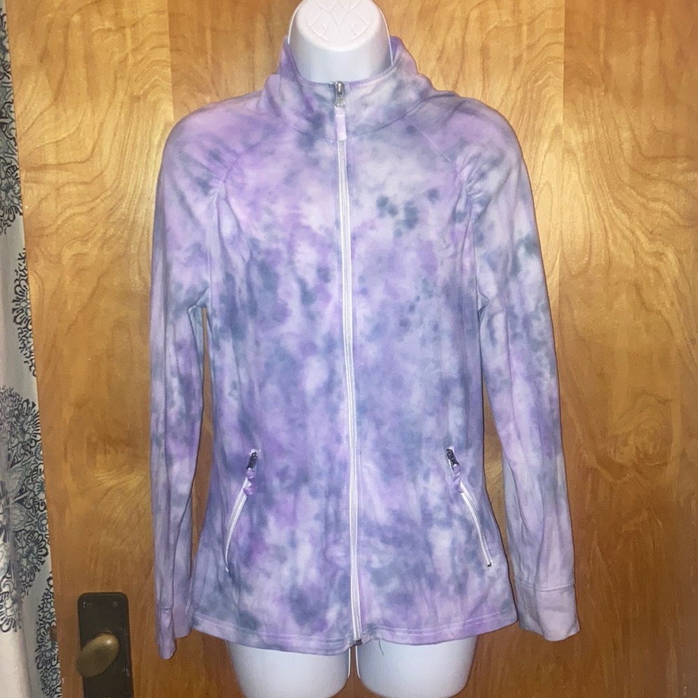 Merona Gray, Purple & White Zip-Up Cotton Spandex Jacket Size Small
